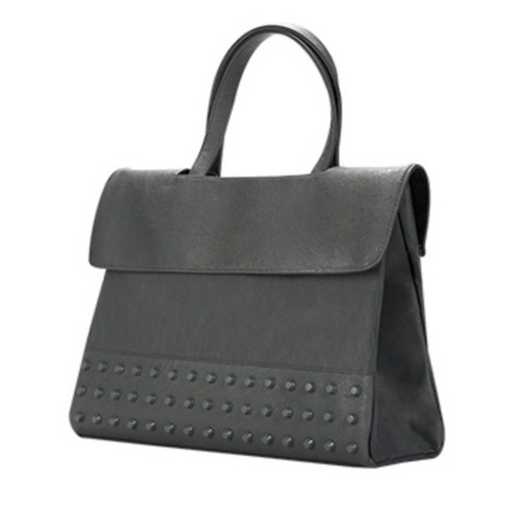 Kwani Tote Bag Gray Studded Nylon Leather‎ Neutral Laptop Korea Adjustable Strap